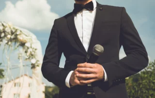 best man getting ready to give speech